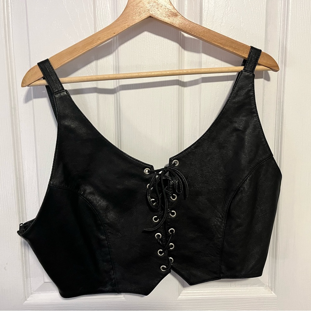 Leather crop top/vest